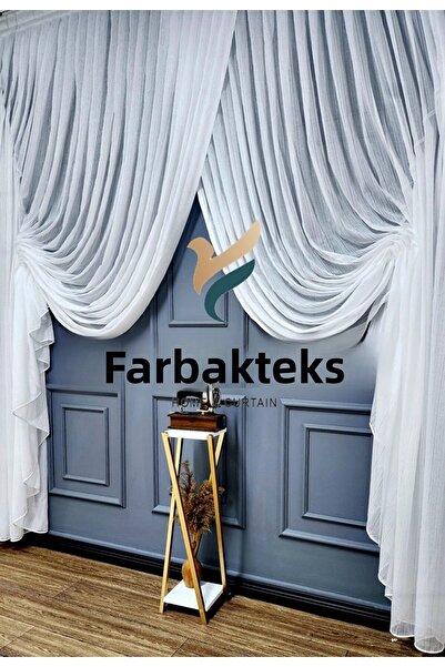 farbateks New Fashion Tulle Double Breasted Theater Echo Tulle Curtain with Thin Stripes