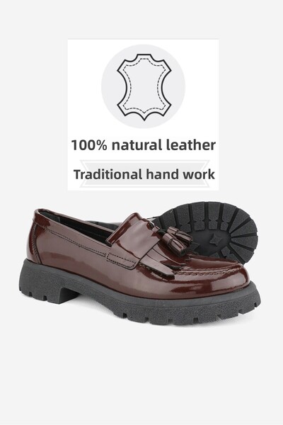 TUNAELLİ ДАМСКИ БОРДО ЧЕРВЕН ЛАЧЕН ЕСТЕСТВЕНА КОЖА РАЗМЕР 36-41 ВКУС МОСИСАНСИ