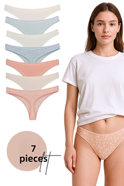 LİBELLA İÇ GİYİM Dámske bavlnené nohavičky Lycra Tangá 7 Pack – biele, ružové a modré farby