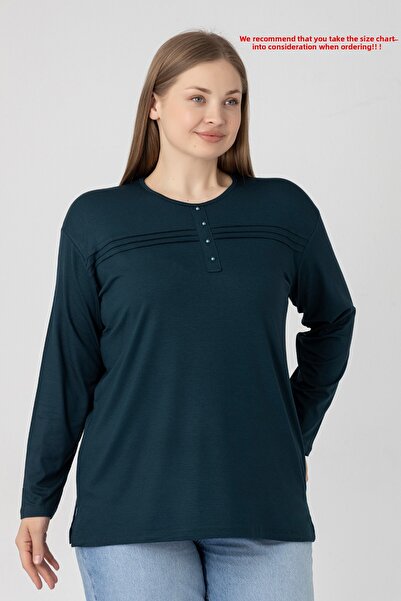 Orly More Μίνι σκίσιμο από ύφασμα βισκόζης Μακρυμάνικη μπλούζα από βαμβακερή μητέρα με λεπτομέρεια σε μακρυμάνικο πέτο και κουμπιά