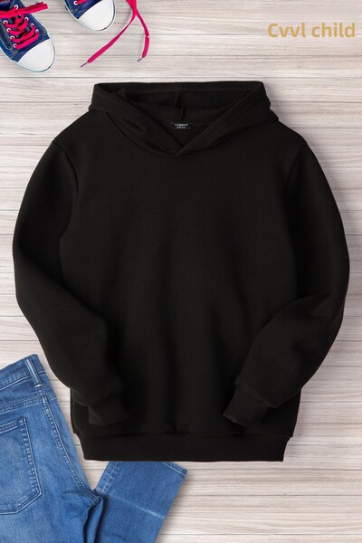 Cevval Jednobarevná mikina s kapucí pro děti, bez potisku, oversize střih