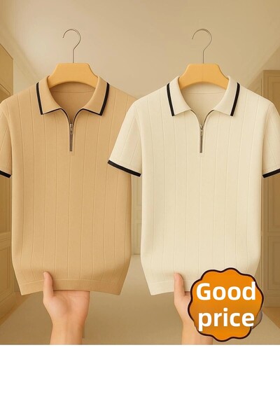 LC Waikiki 2 Pack Advantageous 100% Cotton Knitwear Polo Neck Zippered T-Shirt Stylish and High Quality Men's T-Shirt New
