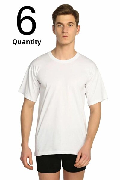 Seher Men's T-Shirt Short Sleeve 0-Neck Undershirt 6-Pack