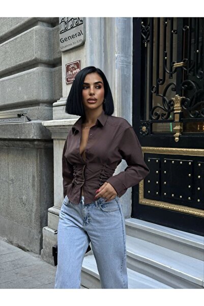 SEVENLINE Dámská popelínová košile s korzetem a detaily vázání