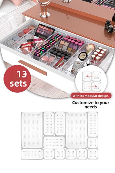 Vienev منظم أدراج الخزانة مكون من 13 قطعة - منظم أدراج المطبخ