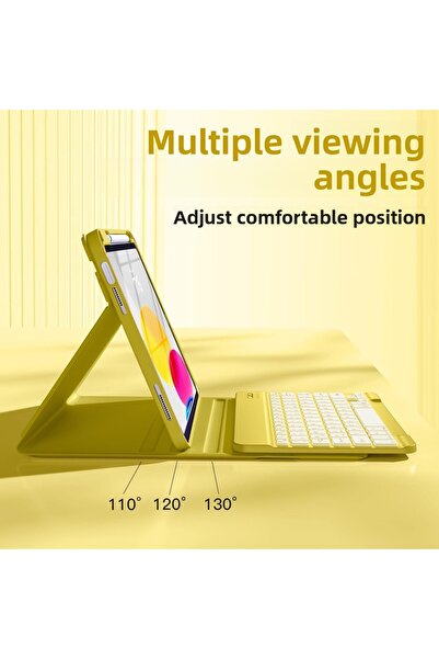 m.tk moveteck iPad 11Th Generation A16 2025 / 10Th Generation 10.9 Compatible Tablet Case with Keyboard Wireless Bluetooth Pen Compartment