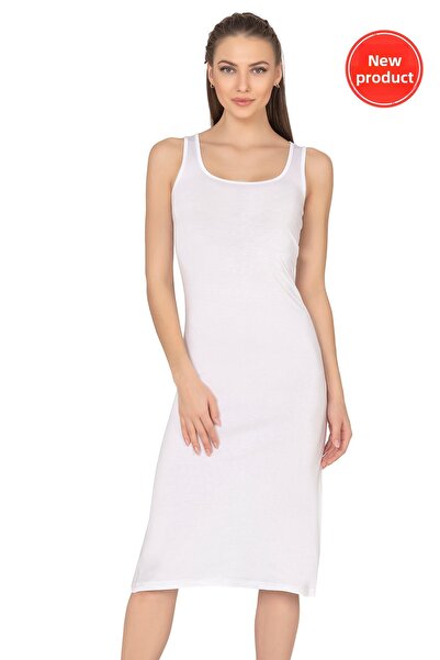 ÖZKAN underwear Özkan 27372 - Premium γυναικείο φόρεμα με φούστα βισκόζης, ελαστικό και άνετο, μακρύ λουράκι κάτω από το γόνατο