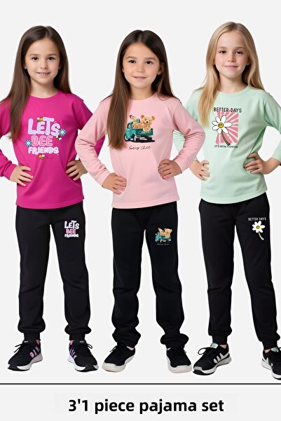 FYK KİDS ΣΕΤ ΠΙΤΖΑΜΑΣ 3 ΤΕΜΑΧΙΩΝ ΚΟΡΙΤΣΙΩΝ ΕΚΠΤΩΜΕΝΗ ΣΤΟΛΗ ΜΕ ΛΑΣΤΙΧΟ ΚΑΤΩ-ΚΑΤΩ