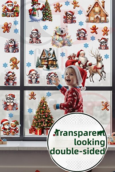 Kt Grup Set de autocolante transparente cu două fețe cu urs polar, pinguin și...
