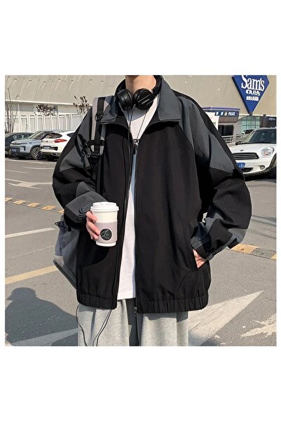 Köstebek Vintage Style-Retro Black Gray Parachute Jacket