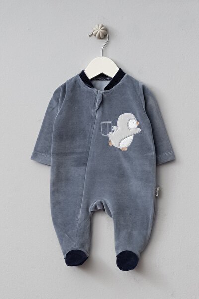Bebitof Cute Penguin Patterned Cotton Baby Velvet Jumpsuit