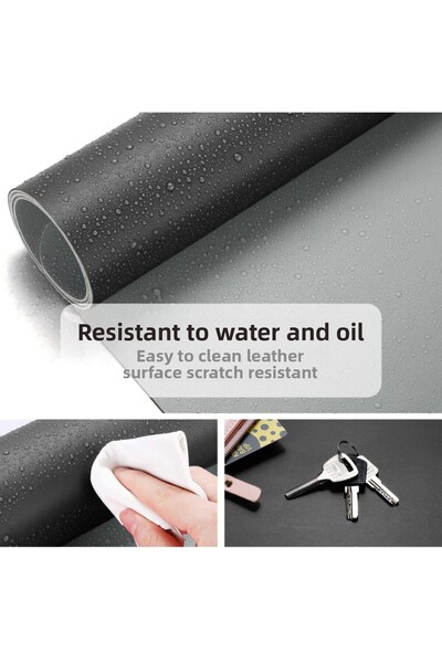 Xrades لوحة ماوس جلدية مزدوجة اللون للكمبيوتر المحمول مقاس 80 × 40 سم باللونين الأسود والرمادي