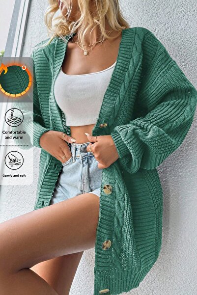 Cemre Life Women's V Soft Textured Knitwear Cardigan