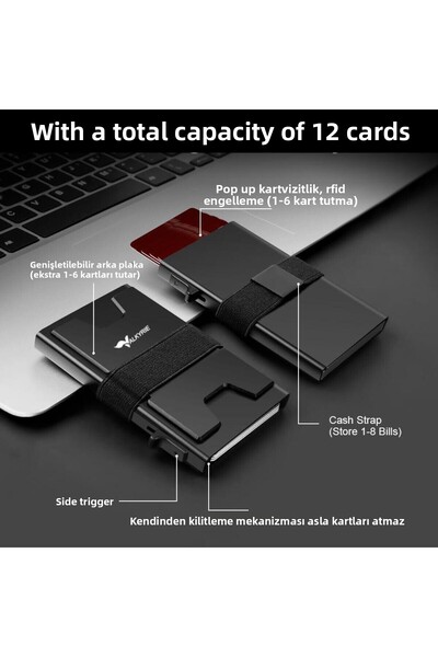 valkyrie Smart Mechanism Carbon Fiber Case Rfid Protected Wallet Credit Card Holder 15 Card Capacity