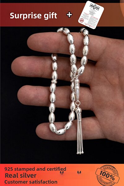 OSMANLI GÜMÜŞ Ασημένιο Ροζάριο Κόκκινο Κόκκινο Μεγάλο Μέγεθος 24 γρ