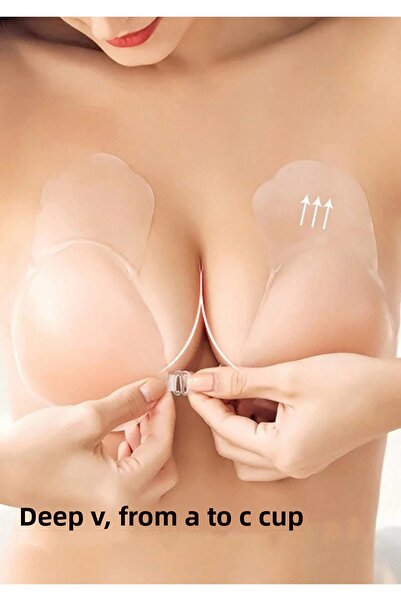Bernato Imported Clip-On Lift up Effective Invisible Silicone Bra with Adhesive for Strapless Low-Cut Outfits