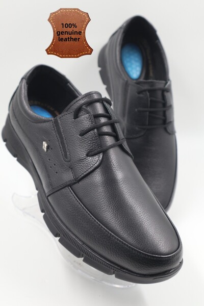 nazenintasarımlar Men's Genuine Leather Ultra Comfortable Gel Black Casual Shoes