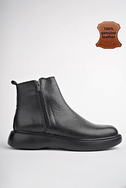 MUGGO حذاء رجالي شتوي من الجلد الطبيعي بسحاب مزدوج مضمون من BRANDON