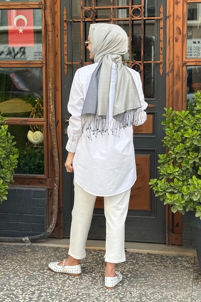 Kayra 100% Cotton Hotfix Printed Tunic Optical White