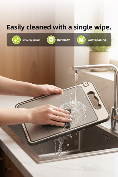 Prozee Bacteria-Free 304 Quality Stainless Steel Cutting Board – Approved by the Ministry of Agriculture, 1 Year Warranty