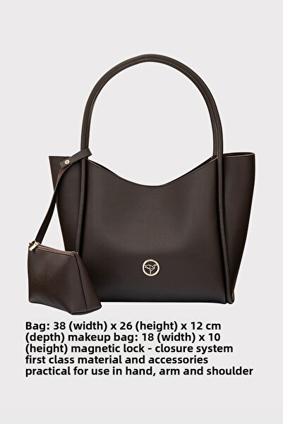 Garbalia Geantă de umăr și de umăr maro pentru femei Athens cu portofel pentru cățeluș și compartiment mare și închidere cu magnet