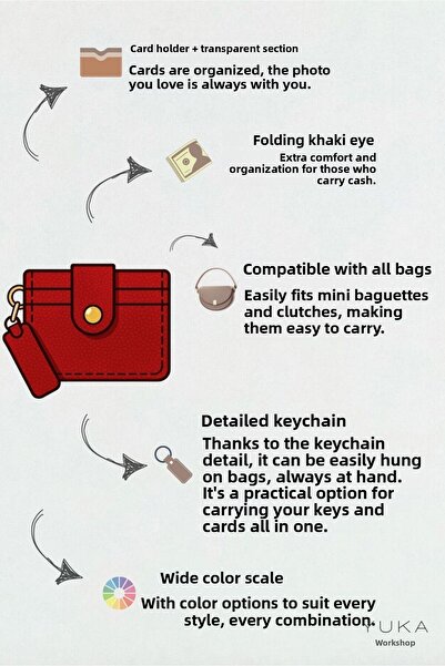 Yuka Atelier Λεπτομερές μίνιμαλ πορτοφόλι Velina με μπρελόκ και θήκη για κάρτες