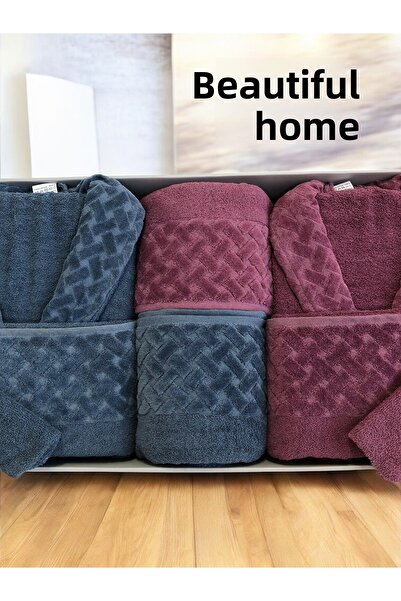 Bella Home 8 Piece Wicker Family Bathrobe Set - Dowry Set - 100% Cotton - Original Luxury Box