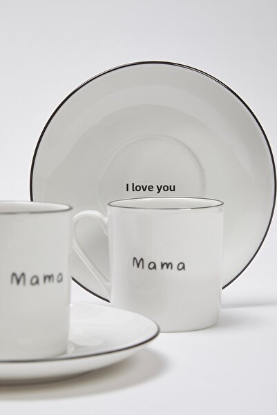 TRENDYOLMİLLA HOME Set de cu imprimeu cești de cafea din porțelan „Mama I Love You” 90 ccTPHSS25KFC00005