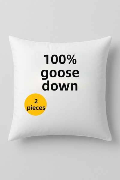 HILL TEKSTİL 2 Pieces of 100% Goose down Throw Pillow with Platinum Inside