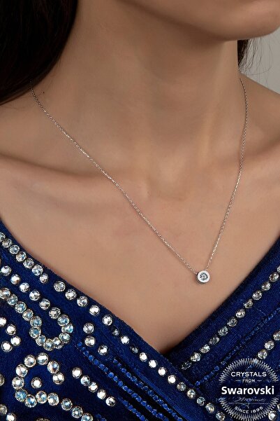 Swaroski قلادة نسائية من الذهب الخالص - لامعة وجذابة