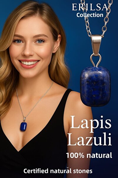 Erilsa قلادة من حجر اللازورد الطبيعي المعتمد - حجر القوة الداخلية والحكمة للن...