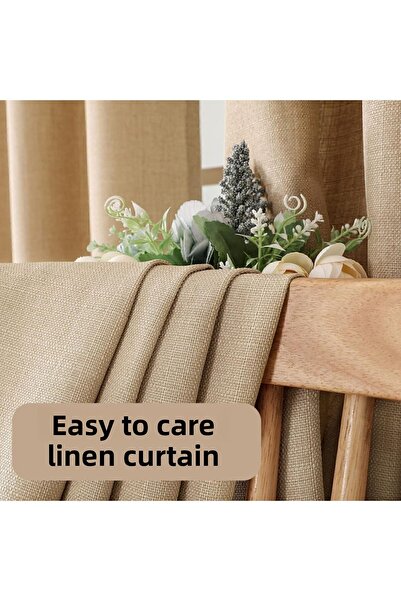 Pyramid Home Cappuccino Color Natural Linen Rustic Background Curtain Eyelet 1stQuality Linen Backboard
