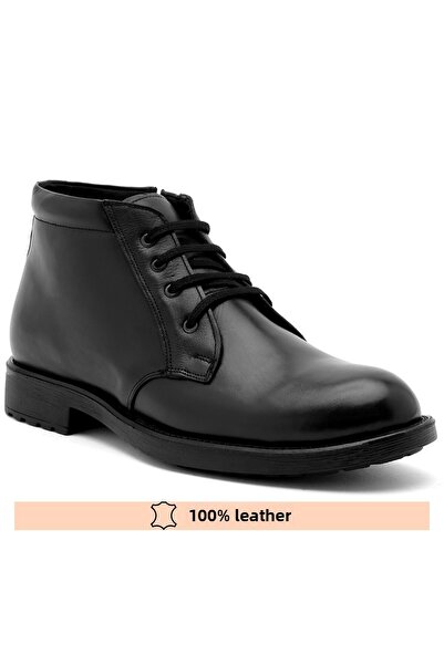 FINE Genuine Leather Black Zippered Boots 36-47