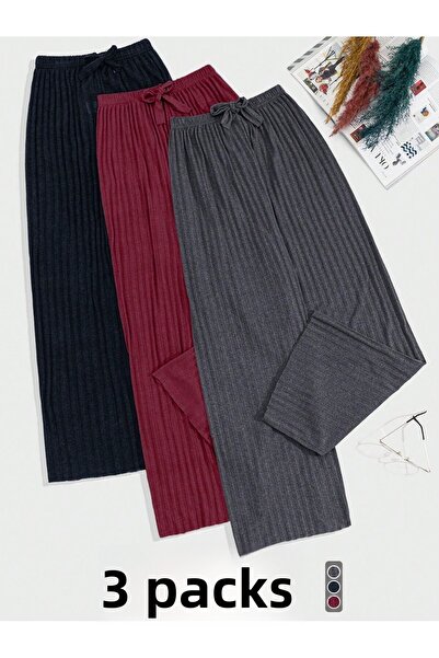 Asel 3-Piece Women's Lycra Comfortable Pants & Sweatpants, Casual Comfortable Home Wear Pajamas