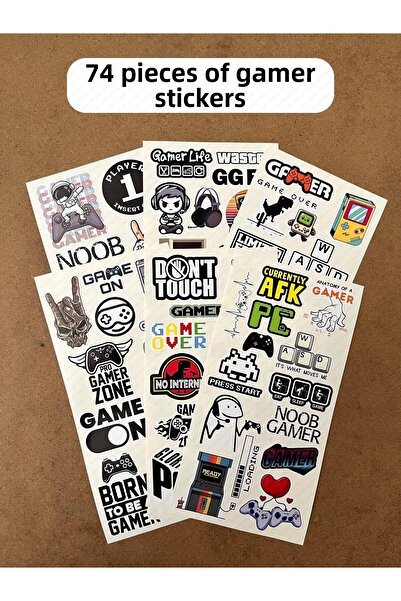 hdsticker مجموعة ملصقات ألعاب مكونة من 74 قطعة - حزمة ملصقات ألعاب، وحدة تحكم، كمبيوتر شخصي، ملصق لاصق للكمبيوتر المحمول