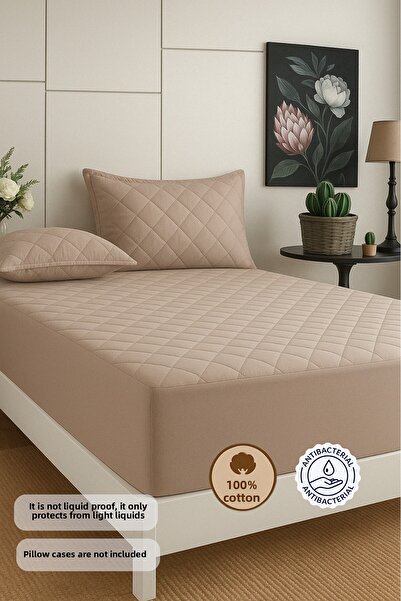 Formeya واقي مرتبة مبطن من القطن 100% باللون البني، مرتبة سرير مفردة مزدوجة الحجم للأطفال