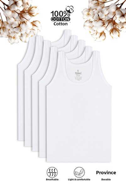 ÖZKAN underwear قميص داخلي للأولاد - 5 عبوات، 100% قطن، قماش جيرسي واحد، خيار