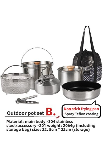 Choice مجموعة أواني الطهي الخارجية الأحدث من B NOBANA المصنوعة من الفولاذ الم...