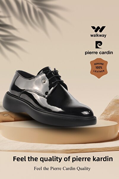 Pierre Cardin 70914 Černá lakovaná kůže Pánské boty pro volný čas Svatební boty z pravé kůže