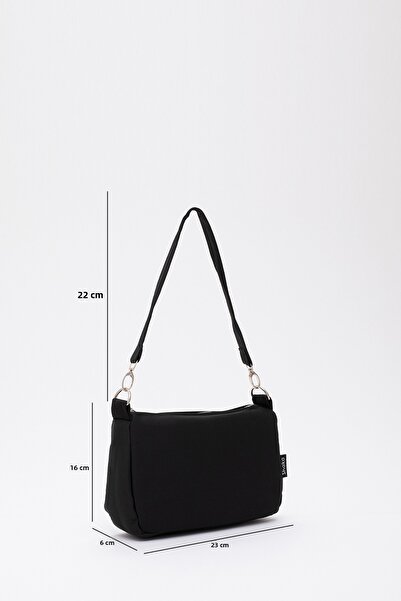 SHAKA Černá U16 denní sportovní plátěná látková bageta Dámská kabelka do ruky a přes rameno U:23 E:16 W:7