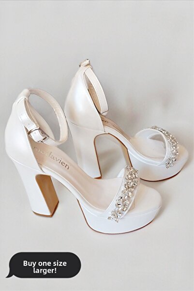 Modavien Λευκά Γυναικεία Νυφικά Παπούτσια Πλατφόρμας 13 cm