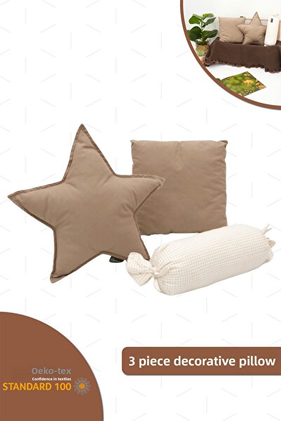 mordesign Set of 3 Star Candy Square Pillow, Decorative Pillow, Baby Room Decor, Newborn Photography Accessory