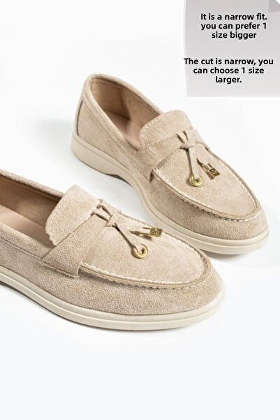 diclepolat Dámské semišové semišové boty Woller Beige Loafer