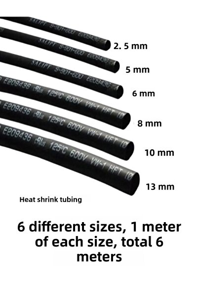 Atx مجموعة كابلات أنابيب حرارية قابلة للانكماش - 6 أنواع، كل منها بطول 1 متر