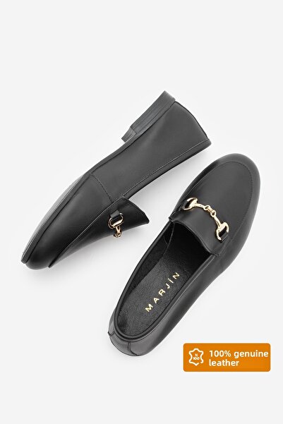 Marjin Dámská řetízková ležérní obuv z pravé kůže Tanle Black