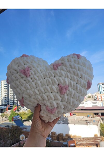 ARTTMACRAME Pernă inimă cu inimă umflată