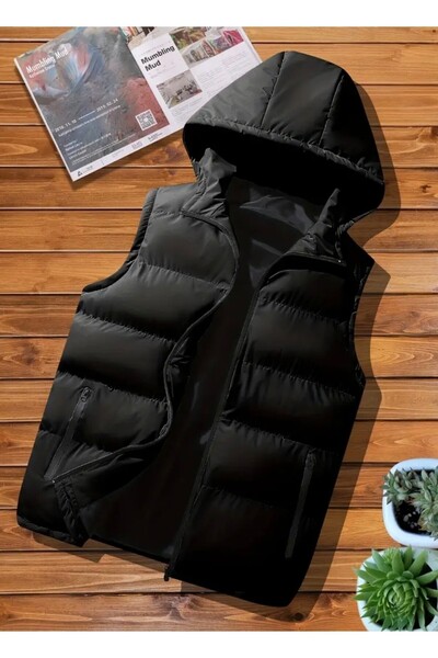 FASHION Vestă pufă cu glugă impermeabilă sezon nou