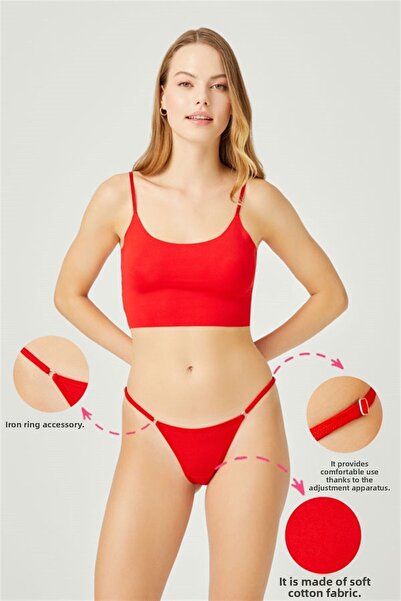 Cottonhill Basic Cotton Adjustable Waist Women's Thong Panties 7 Pack