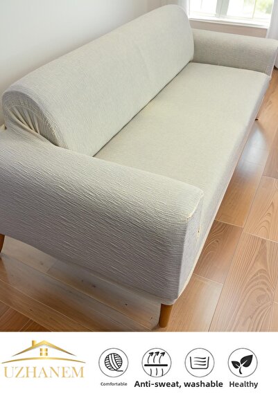 uzhanem Husă de canapea jacquard cu 3 locuri - elastică flexibilă, husă de canapea extensibilă (conținut de produs 1 bucată)