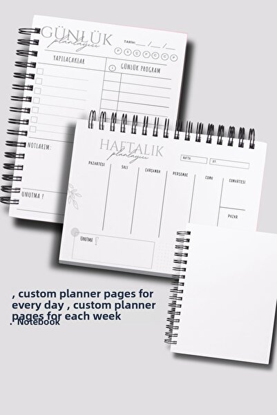 pcpapiruscraft 3-Pack Planning Set, Daily Planner, Weekly Planner, To-Do, Academic Agenda